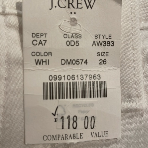J.Crew 9” Mid-Rise White Skinny Jean - Picture 3 of 3